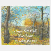 Golden Herbst in einem Eichenhain Aquarell Fleecedecke (Vorderseite (Horizontal))