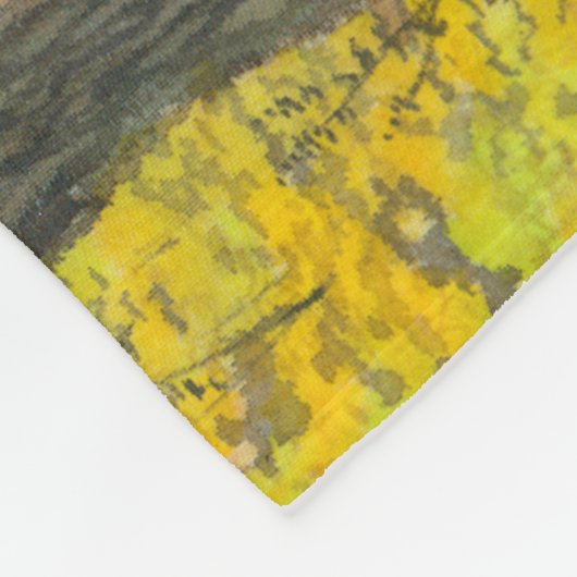 Golden Herbst in einem Eichenhain Aquarell Fleecedecke (Ecke)