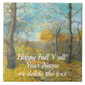 Golden Herbst in einem Eichenhain Aquarell Fliese (Vorderseite)