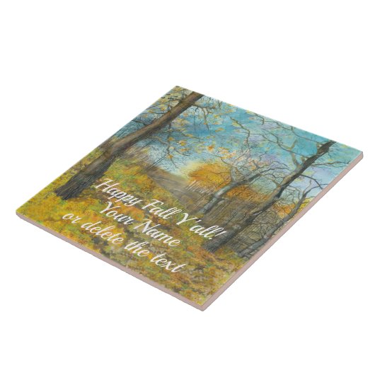 Golden Herbst in einem Eichenhain Aquarell Fliese (Seite)