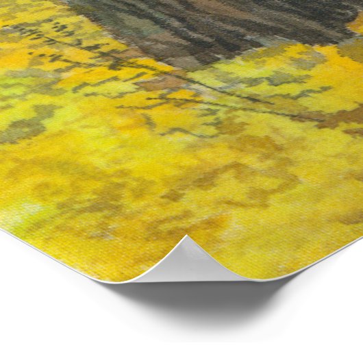 Golden Herbst in einem Eichenhain Aquarell Poster (Ecke)