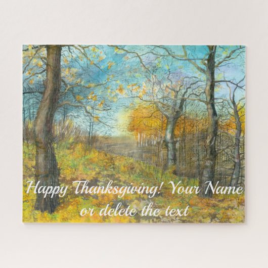 Golden Herbst in einem Eichenhain Aquarell Puzzle (Horizontal)