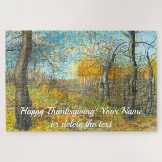 Golden Herbst in einem Eichenhain Aquarell Puzzle (Horizontal)