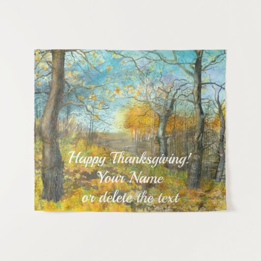 Golden Herbst in einem Eichenhain Aquarell Wandteppich (Vorderseite (Horizontal))