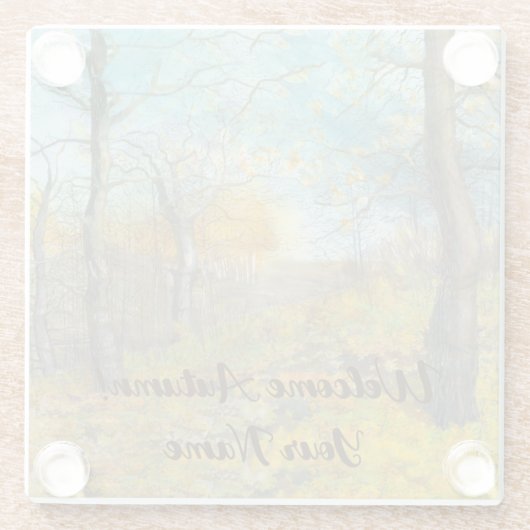 Golden Herbst in einem Eichenhain Glasuntersetzer (Rückseite)