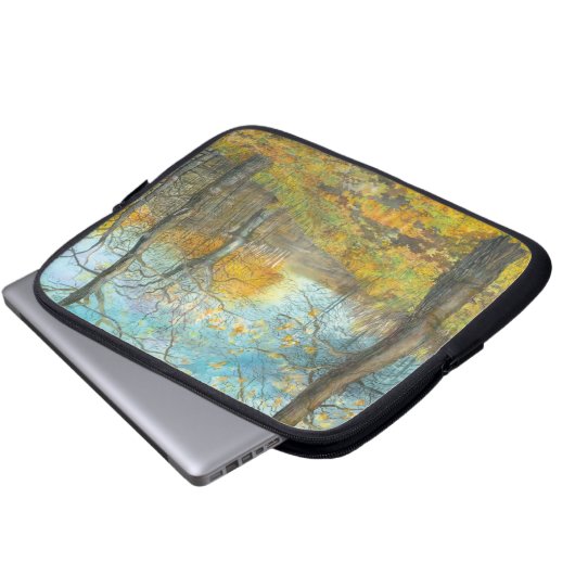 Golden Herbst in einem Eichenhain Laptopschutzhülle (Vorne Knopf)