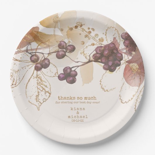 Golden Herbst Wedding Berries ID655 Pappteller (Vorderseite)