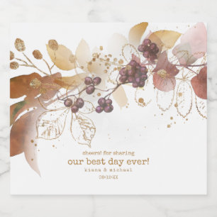 Golden Herbst Wedding Berries ID655 Schaumweinetikett