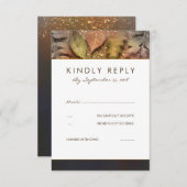 Golden Herbstlaubs Wedding RSVP Card (Vorne/Hinten)