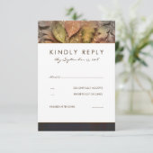 Golden Herbstlaubs Wedding RSVP Card Karte (Stehend Vorderseite)