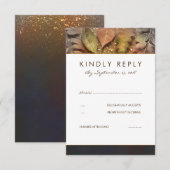 Golden Herbstlaubs Wedding RSVP Card Karte (Vorne/Hinten)