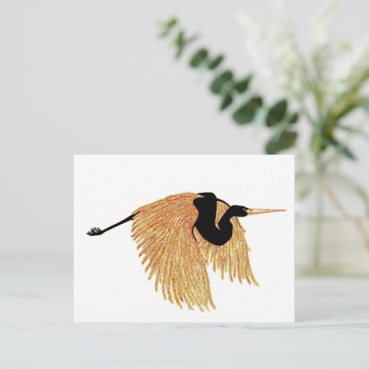 Golden Heron Postkarte (Stehend Vorderseite)