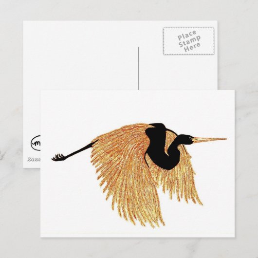 Golden Heron Postkarte (Vorne/Hinten)