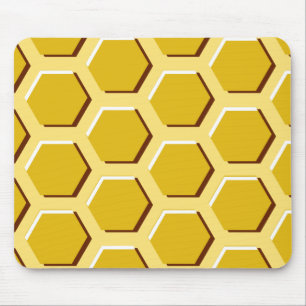 Golden Hexagon Pattern Mousepad