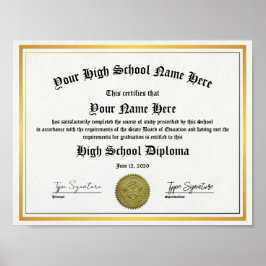Golden High School Diploma, GED Poster