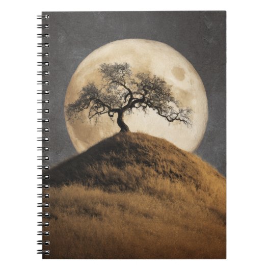 Golden Hill Moonlit Tree Notebook Notizblock (Vorderseite)
