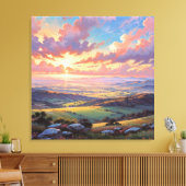 Golden Hills - Vibrant Landscape Illustration Leinwanddruck (Insitu (Wohnzimmer))