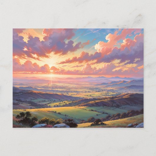 Golden Hills - Vibrant Landscape Illustration Postkarte (Vorderseite)