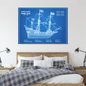 Golden Hind - Schiffskollektorpläne ABD Leinwanddruck (Insitu (Schlafzimmer))