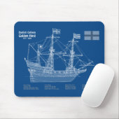 Golden Hind - Schiffskollektorpläne ABD Mousepad (Mit Mouse)