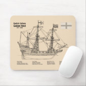 Golden Hind - Schiffskollektorpläne SD Mousepad (Mit Mouse)