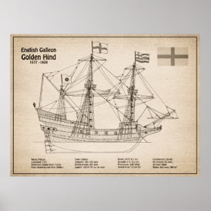 Golden Hind - Schiffskollektorpläne SD Poster