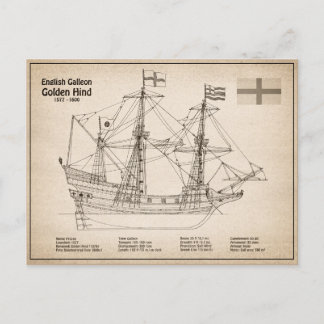 Golden Hind - Schiffskollektorpläne SD Postkarte