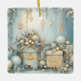 Golden Holiday Geschenke Keramikornament