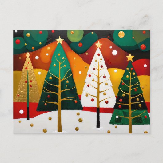 Golden Holiday Grove Feiertagspostkarte (Vorderseite)