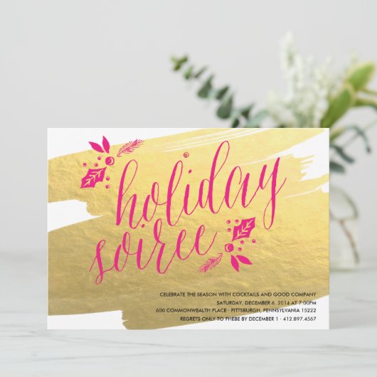 GOLDEN HOLIDAY SOIREE Feiertag Einladung (Stehend Vorderseite)