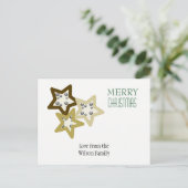 Golden Holiday Stars Feiertagspostkarte (Stehend Vorderseite)