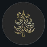 Golden Holiday Tree on Black Christmas Stickers<br><div class="desc">Weihnachtsaufkleber mit schwarzem Hintergrund und goldener Urlaubsholm,  der zu unserer Schwarz und Gold Frohe Weihnachtsfotokarte passt! Wir haben die passenden Ferienadressen-Labels und auch Porto-Briefmarke!</div>