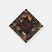 Golden Holly Wreath – Elegant Christmas Serviette (Ecke)