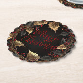 Golden Holly Wreath – Elegant Christmas Untersetzer (angewinkelt)
