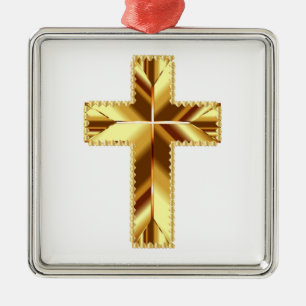 GOLDEN HOLY CROSS ORNAMENT AUS METALL