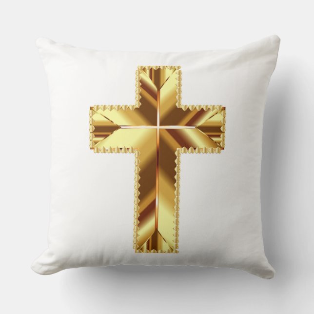 GOLDEN HOLY CROSS THROW PILLOW KISSEN (Vorderseite)