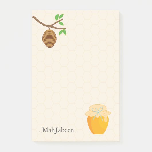 Golden Honey and Bee Hive Post-it Klebezettel (Vorderseite)