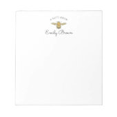Golden Honey Bee Personalisiert Notepad Notizblock (Vorderseite)