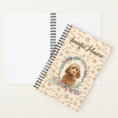 Golden Honey Cockapoo Dog Paw Print & Floral Niedl Notizblock (Innen)