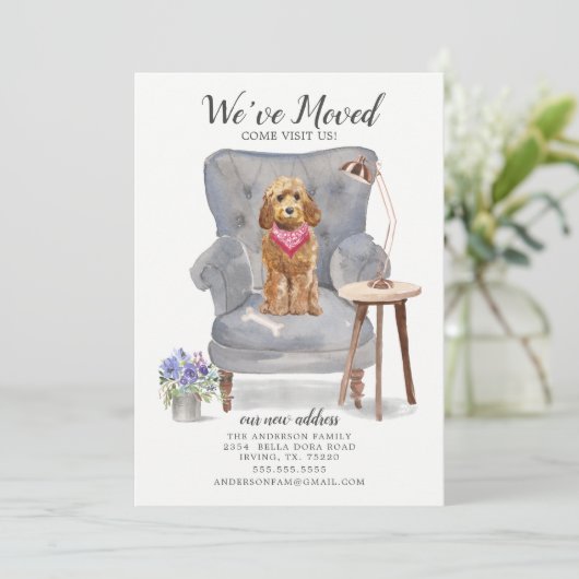 Golden Honey Cockapoo Moving Ankündigung (Stehend Vorderseite)