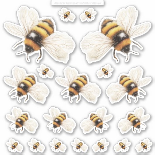 Golden Honey Fairy World – 2a - 20 bees sheet Aufkleber (Vorderseite)