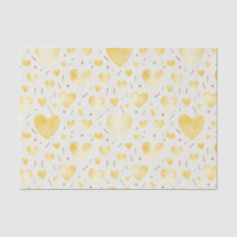 Golden Honey Watercolor Hearts & Shimmering Gold  Seidenpapier