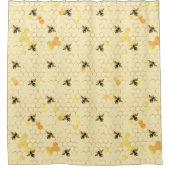 Golden Honeybee Honeycomb Pattern Duschvorhang (Vorderseite)