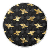 Golden honeybee on black background door pull/knob keramikknauf (Vorderseite)