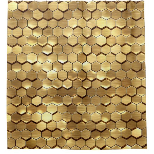 Golden Honeycomb 3D Render Textur Duschvorhang (Vorderseite)
