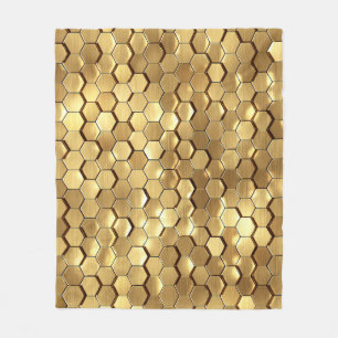 Golden Honeycomb 3D Render Textur Fleecedecke