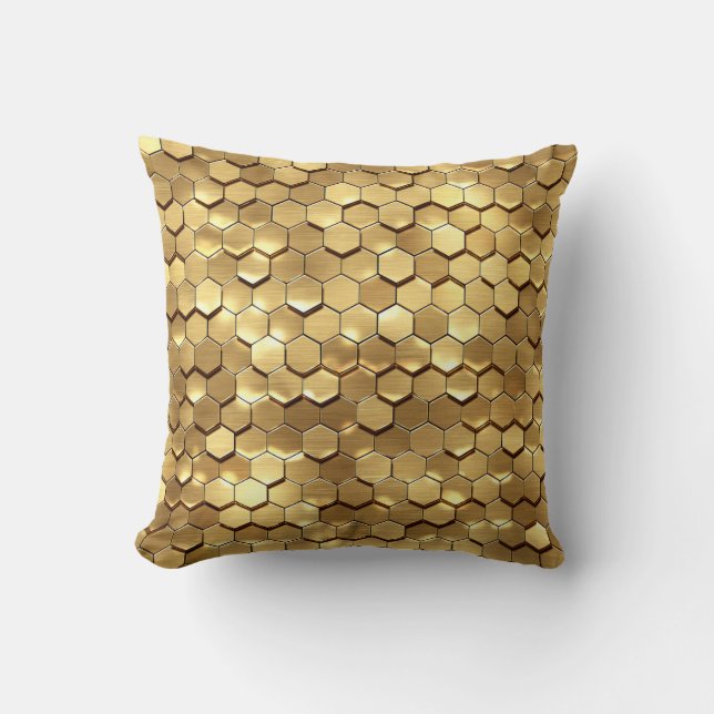 Golden Honeycomb 3D Render Textur Kissen (Vorderseite)
