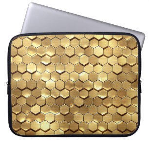 Golden Honeycomb 3D Render Textur Laptopschutzhülle