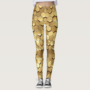 Golden Honeycomb 3D Render Textur Leggings