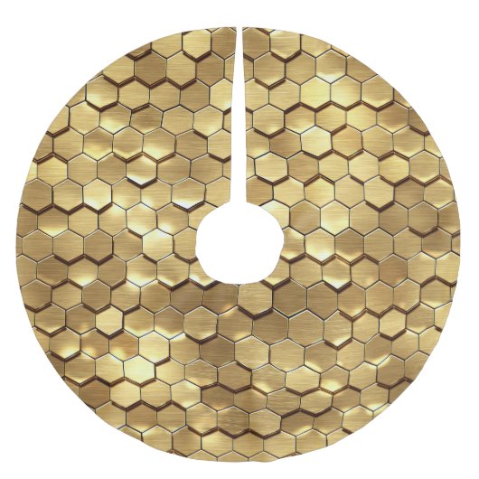 Golden Honeycomb 3D Render Textur Polyester Weihnachtsbaumdecke (Vorderseite)
